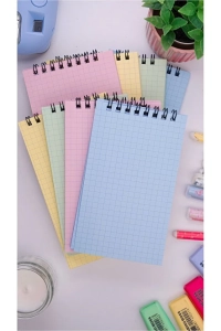  8'li Kareli Defter Seti Renkli Defter 9 x 15 cm 50 Yaprak Okul Defteri Not Defteri Notepad